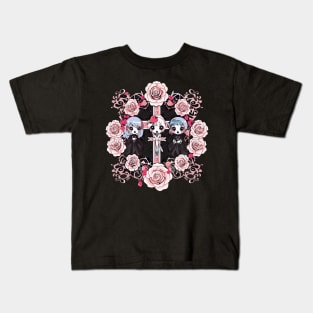 Cute Creepy Angels with roses Kids T-Shirt